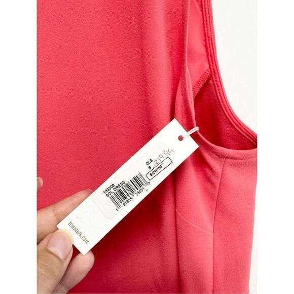 Trina Turk Sheath Dress Size 8 Coral Sleeveless Mini Back Zip Layered - Picture 10 of 12